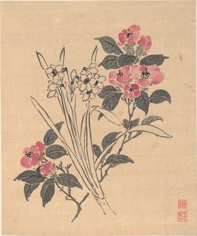 国画树枝植物