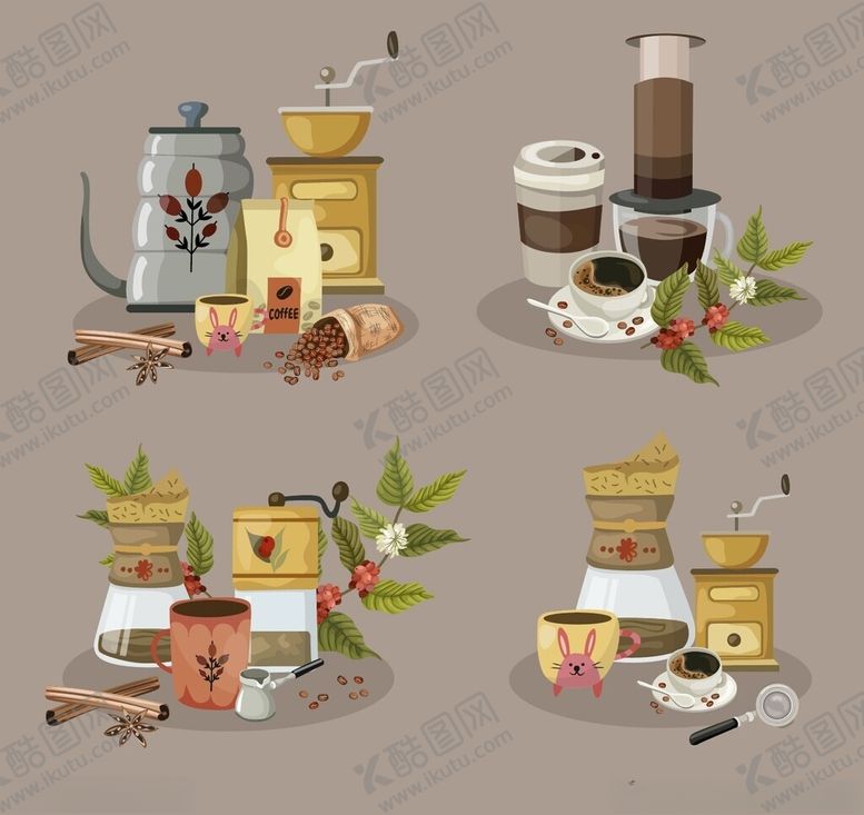 编号：86030709131103173630【酷图网】源文件下载-多样咖啡器具与周边物品