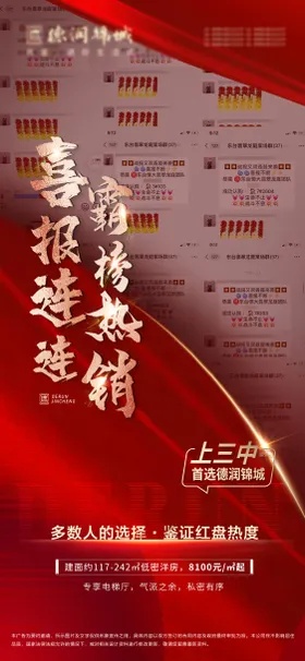 喜报热销海报成交人气红金