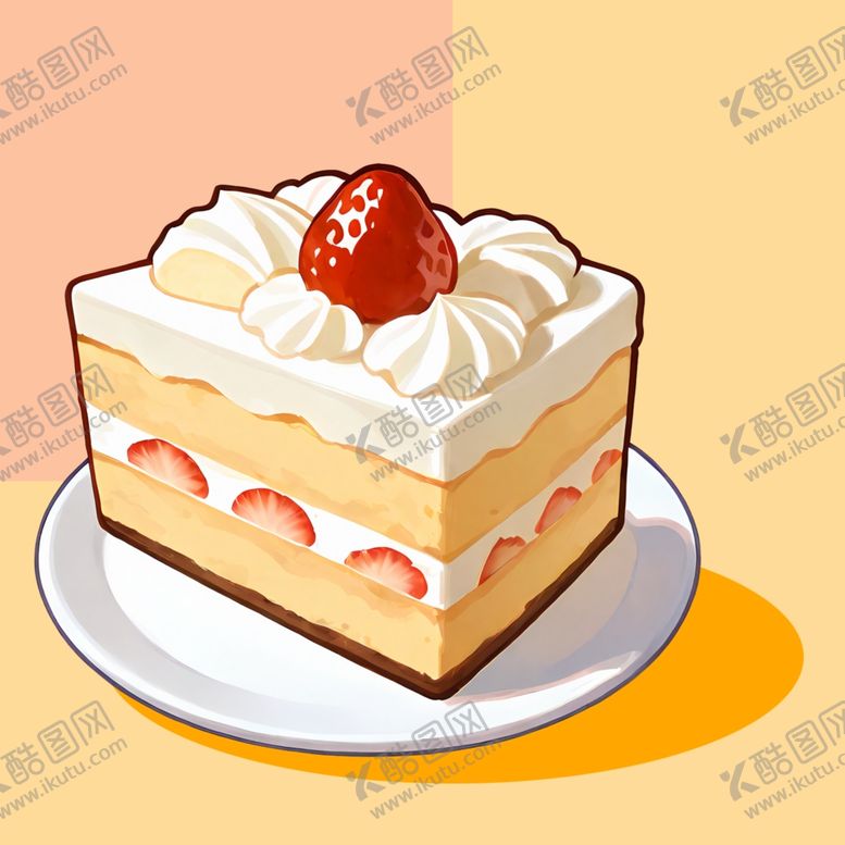 编号：49483903011924261214【酷图网】源文件下载-手绘卡通草莓奶油蛋糕