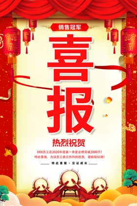 红色大气企业喜报海报