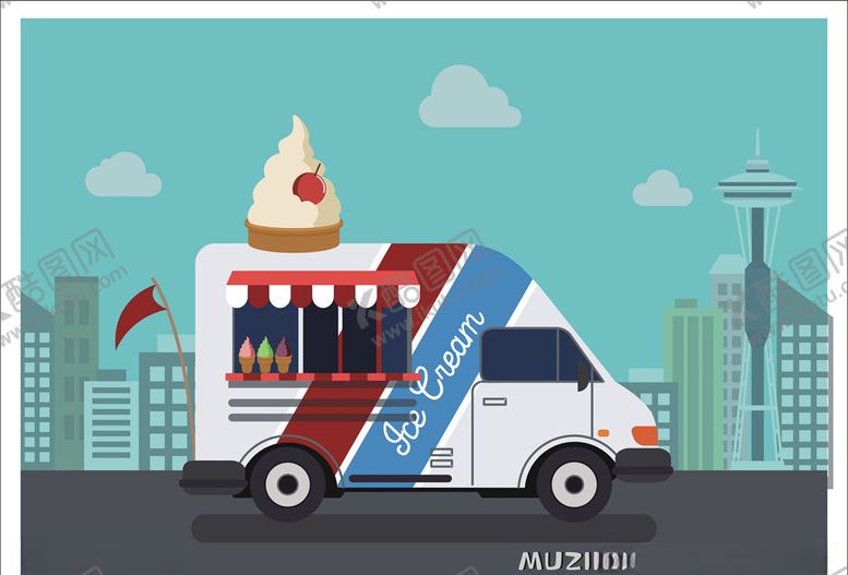 编号：22900409131022192365【酷图网】源文件下载-冰激凌餐车