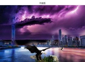 编号：95827109230422597195【酷图网】源文件下载-珠江河畔夜景下雨天气图片