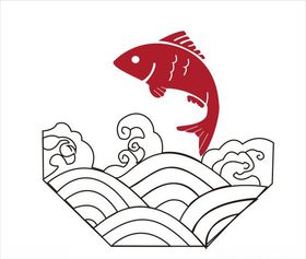 传统鱼和海浪