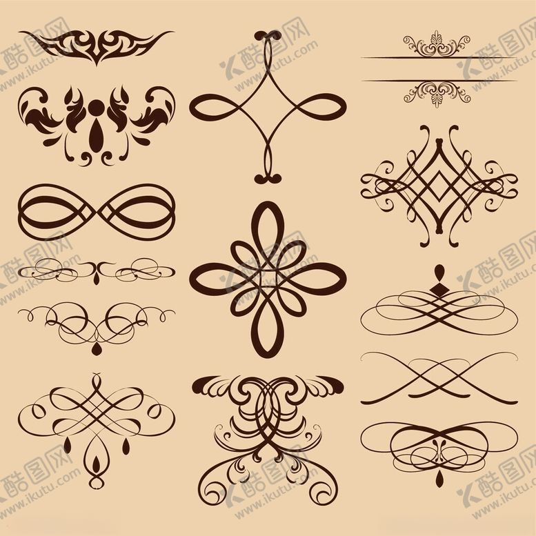 编号：52863211201944066883【酷图网】源文件下载-复古装饰花纹图案集合