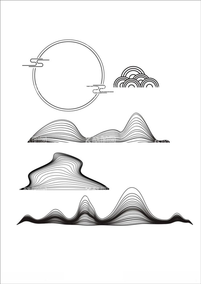 编号：15763312181207549002【酷图网】源文件下载-中国风山水祥云素材