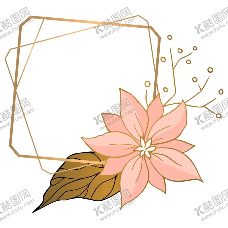 编号：58490901210012215708【酷图网】源文件下载-金色边框植物花环