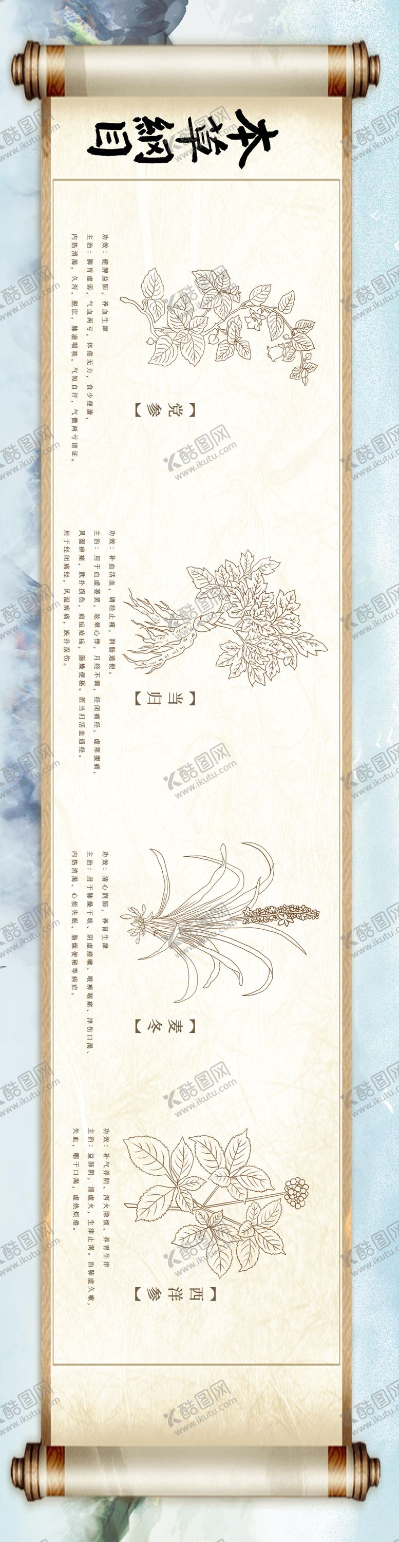 编号：38796403061956569324【酷图网】源文件下载-本草纲目药材长图海报