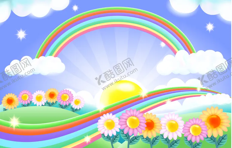 编号：39417809160204083754【酷图网】源文件下载-彩虹背景六一儿童节蓝天