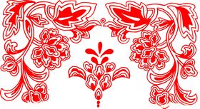 中式传统红色花卉装饰图案