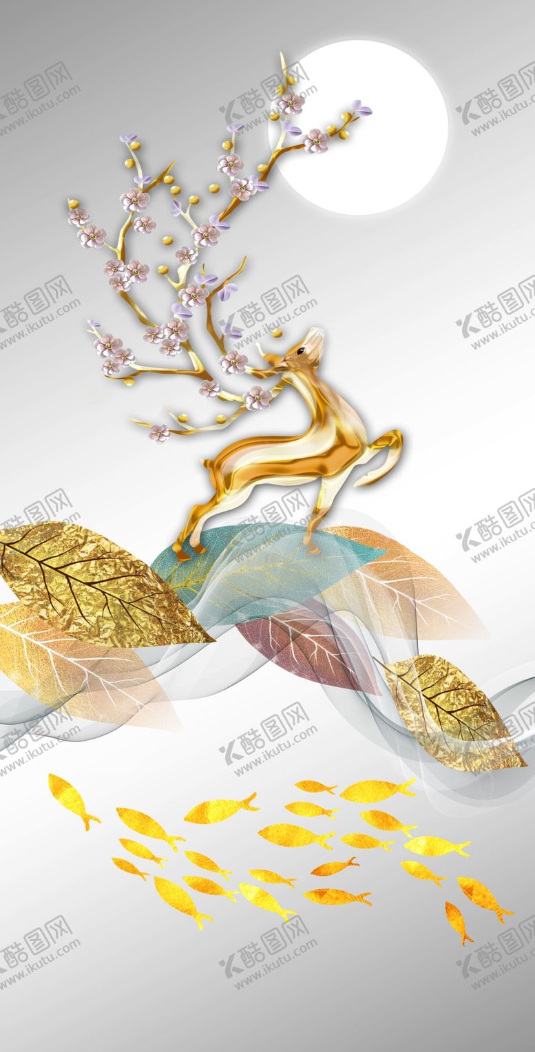 编号：71738609152258312189【酷图网】源文件下载-新中式麋鹿玄关