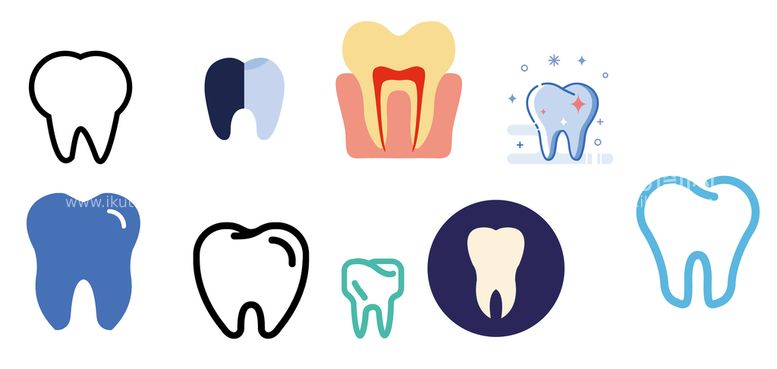编号：12405909281747366385【酷图网】源文件下载-牙齿图标各种形状