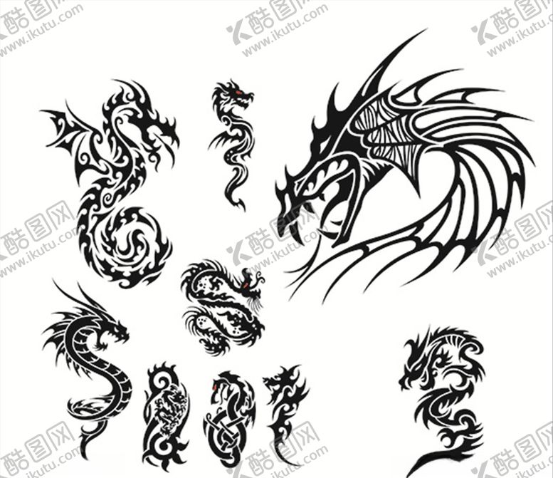 编号：17209506252348157488【酷图网】源文件下载-龙动物图腾矢量神兽飞龙火龙星座