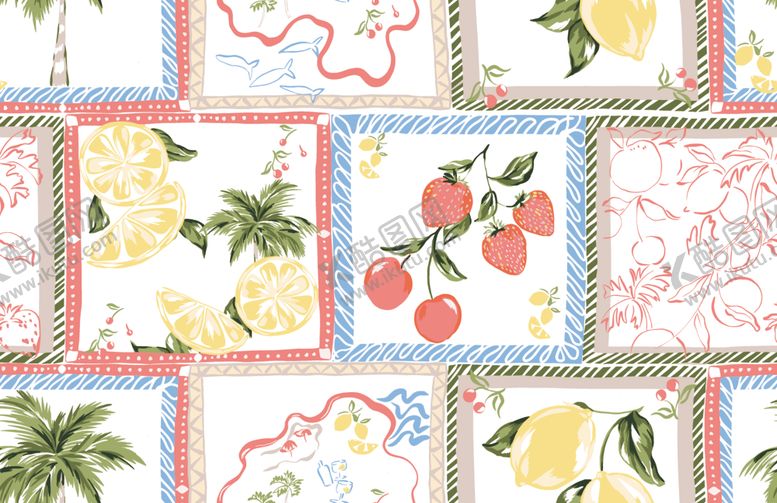 编号：79059304161151305410【酷图网】源文件下载-多彩水果花卉图案背景