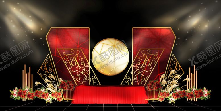 编号：45280909090423596102【酷图网】源文件下载-红色婚礼设计背景图片