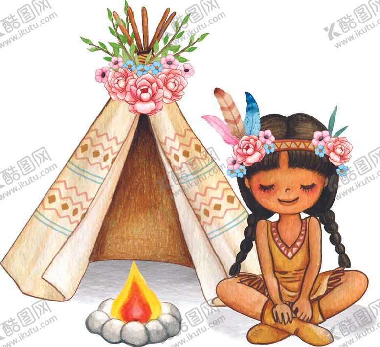 编号：68842510212045574125【酷图网】源文件下载-鲜花帐篷与小女孩