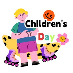 扁平风线条六一儿童节小男孩