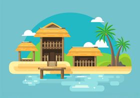 热带小岛度假小屋景观
