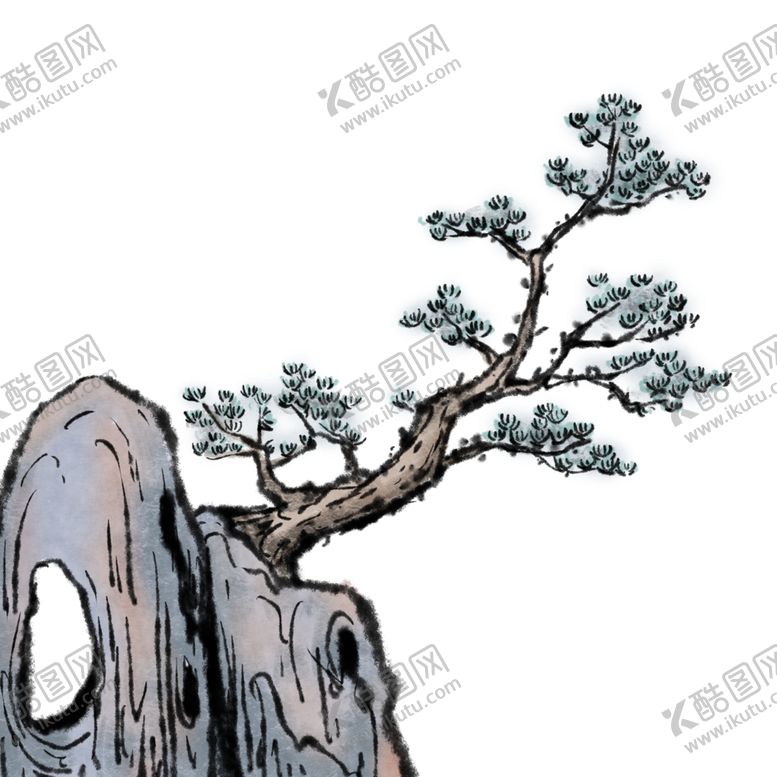 编号：16355407060303236863【酷图网】源文件下载-水墨松树