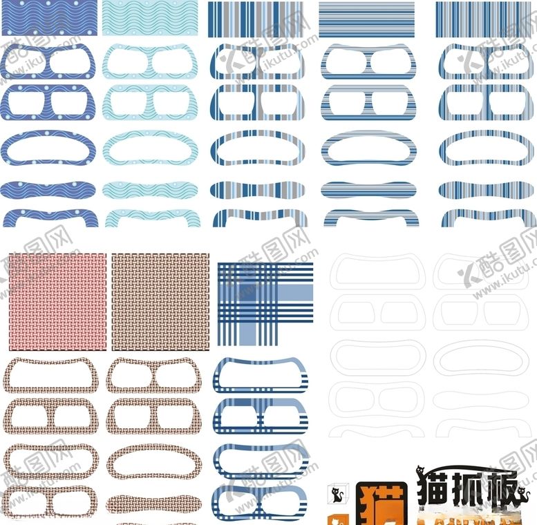 编号：41178810070730272002【酷图网】源文件下载-猫抓板图案设计多款