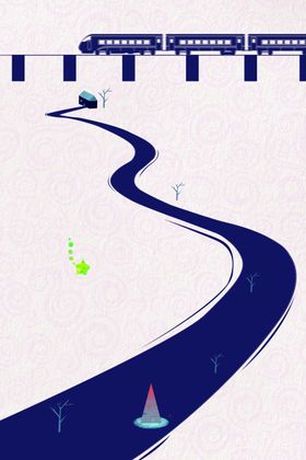 抽象画回家的路插画