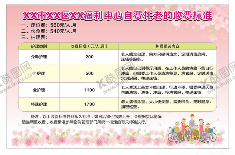 编号：97766210201346169190【酷图网】源文件下载-老人院收费标准展板