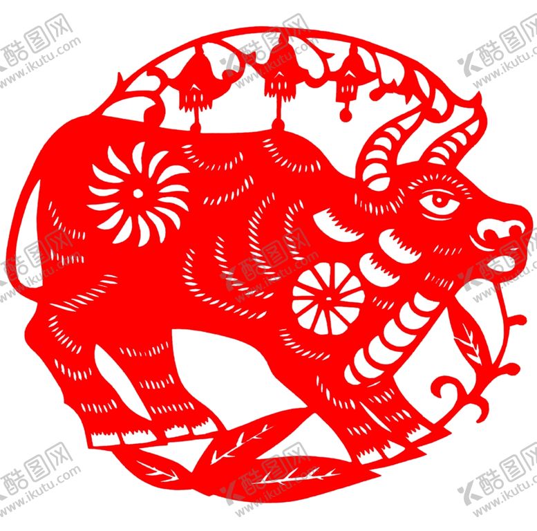 编号：35578004201320009638【酷图网】源文件下载-透明红色牛剪纸贴纸