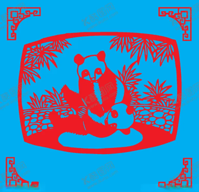 编号：99157710241410549953【酷图网】源文件下载-熊猫剪纸