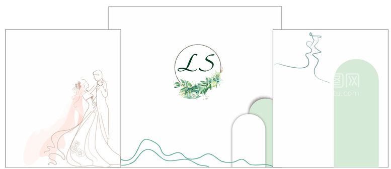 编号：57894010110404287631【酷图网】源文件下载-白绿色婚礼
