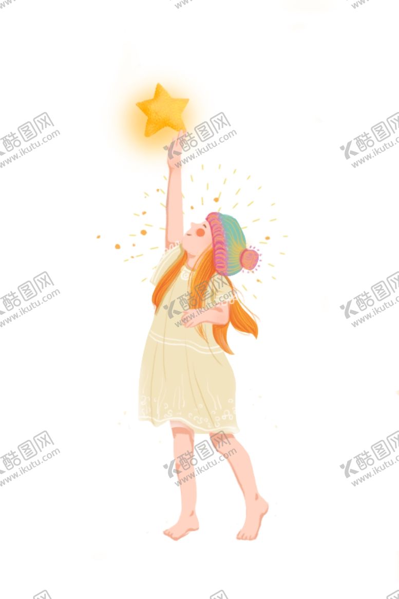 编号：64916209230115092928【酷图网】源文件下载-女孩摘星星唯美手绘插画ps