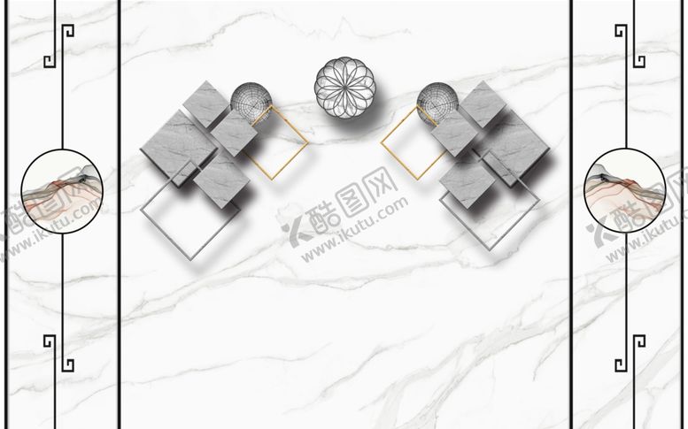 编号：86896909172256001354【酷图网】源文件下载-新中式几何背景墙