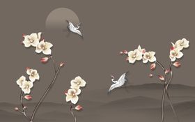 花鸟画浮雕花背景墙