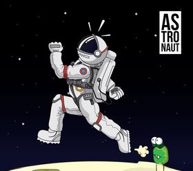 卡通宇宙飞船和宇航员矢量图