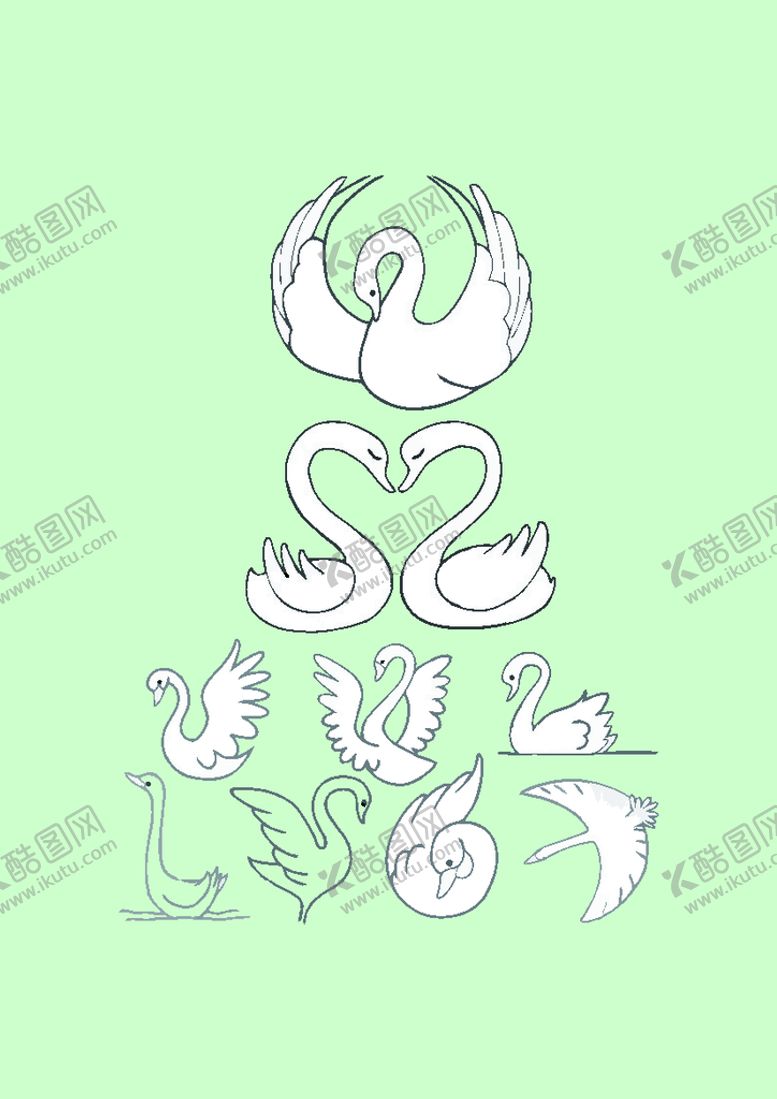 编号：98286001150304047643【酷图网】源文件下载-简笔画天鹅