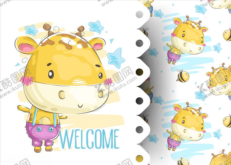 编号：18732009192014221416【酷图网】源文件下载-卡通长颈鹿