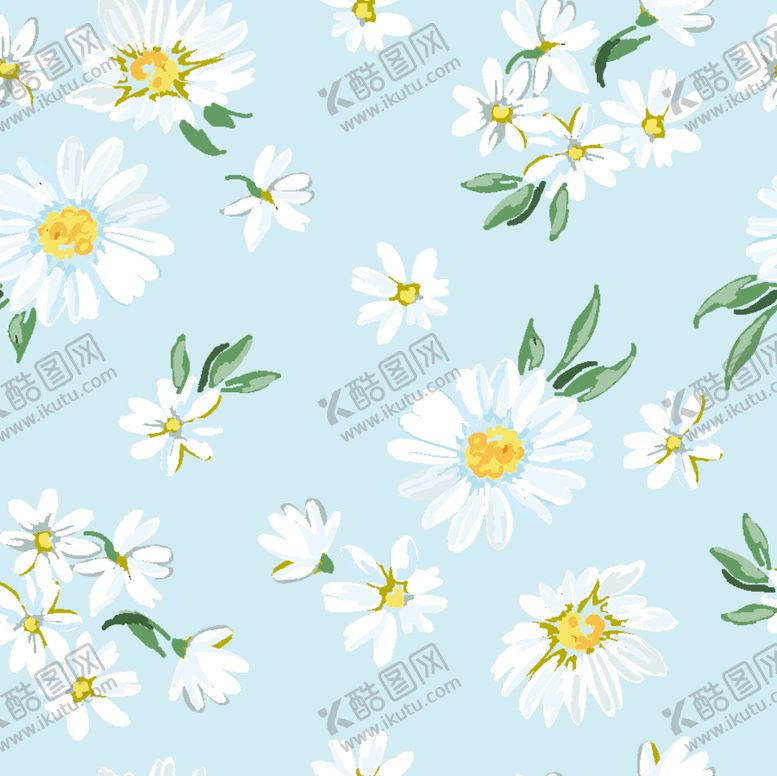 编号：70703706250346171311【酷图网】源文件下载-手绘菊花数码印花小清新