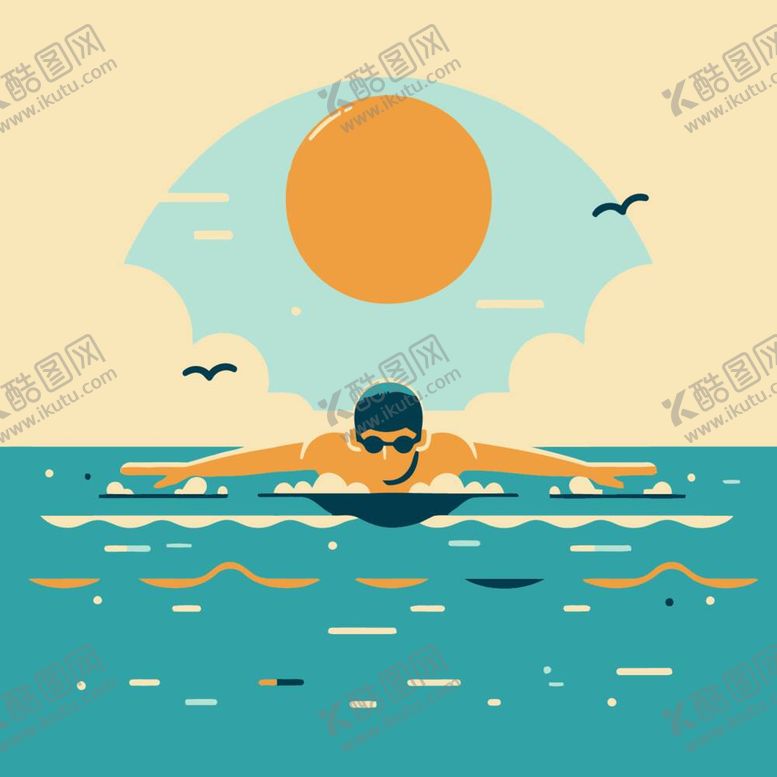 编号：40862912060957137490【酷图网】源文件下载-卡通游泳创意插画