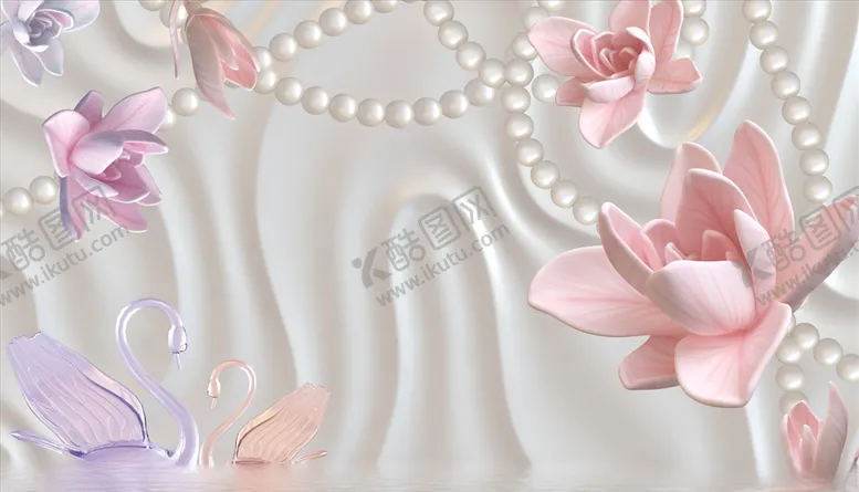 编号：71905404271530479052【酷图网】源文件下载-浮雕花花藤天鹅背景墙