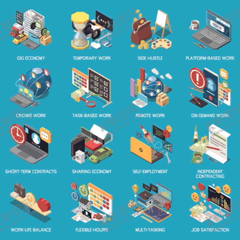 编号：97676309290941433043【酷图网】源文件下载-多样办公场景插画元素集