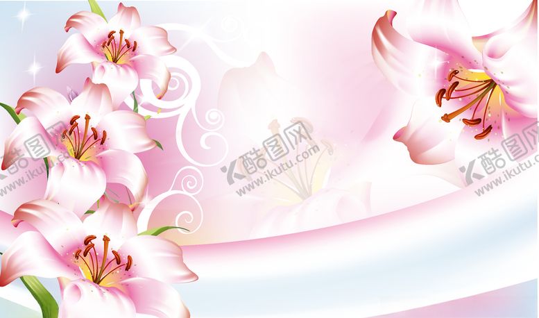 编号：90601109200615224102【酷图网】源文件下载-背景墙百合花花心花蕊