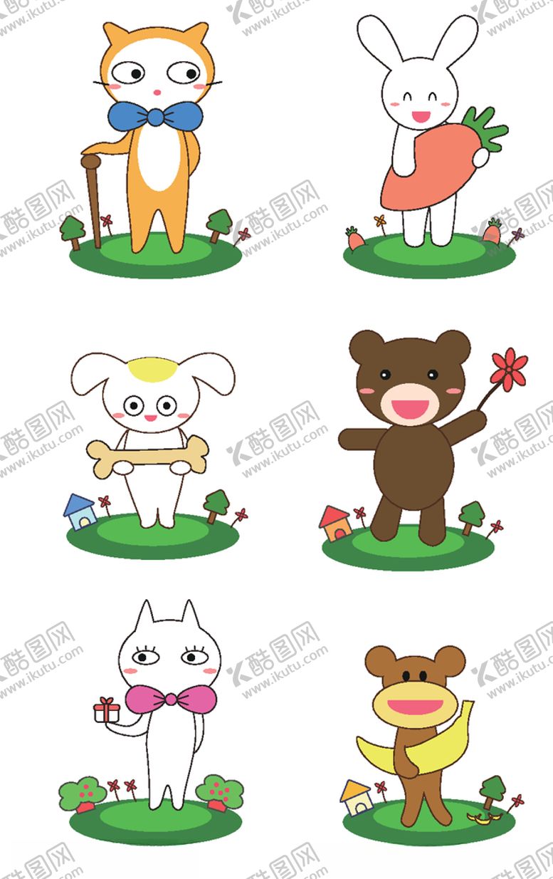 编号：18244309210445293824【酷图网】源文件下载-卡通可爱动物彩色边框矢量