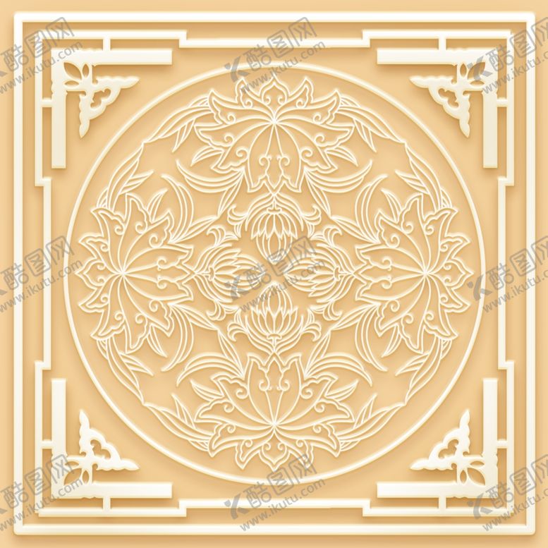 编号：90154909240925249145【酷图网】源文件下载-吊顶天花玉雕圆圈图腾