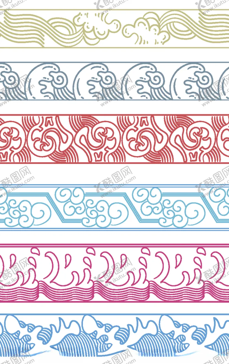 编号：90564710291037534376【酷图网】源文件下载-海浪纹中国风元素