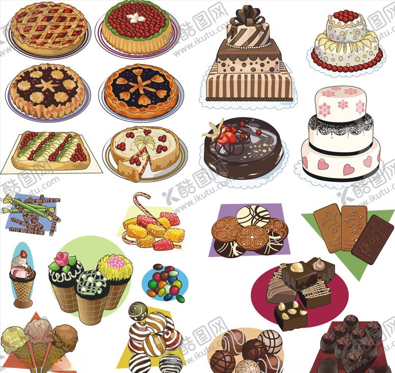 编号：38917910301801379278【酷图网】源文件下载-矢量蛋糕糕点