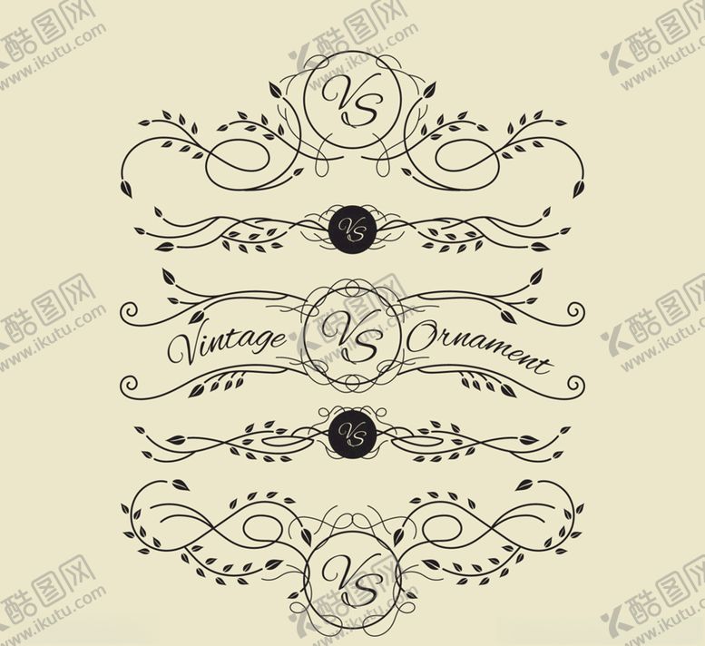 编号：35248809180957369144【酷图网】源文件下载-5款黑色婚礼花纹矢量素材