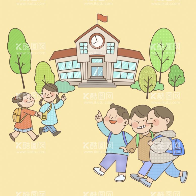 编号：39862902191234242853【酷图网】源文件下载-卡通中小学开学插画