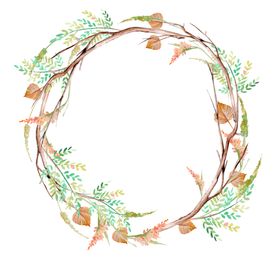 小清新水彩花圈绘画