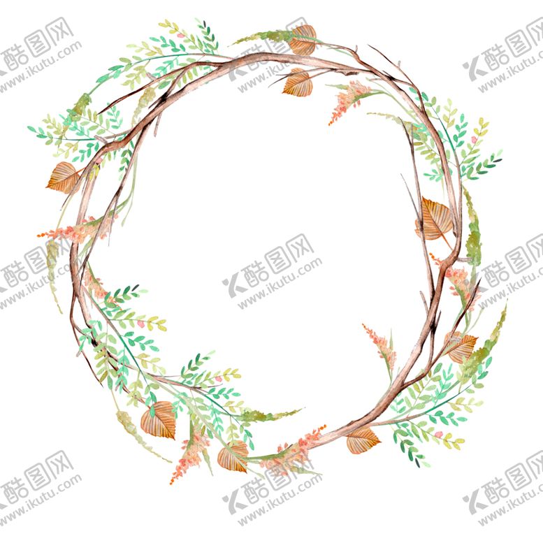 编号：52971909252158355180【酷图网】源文件下载-小清新水彩花圈绘画