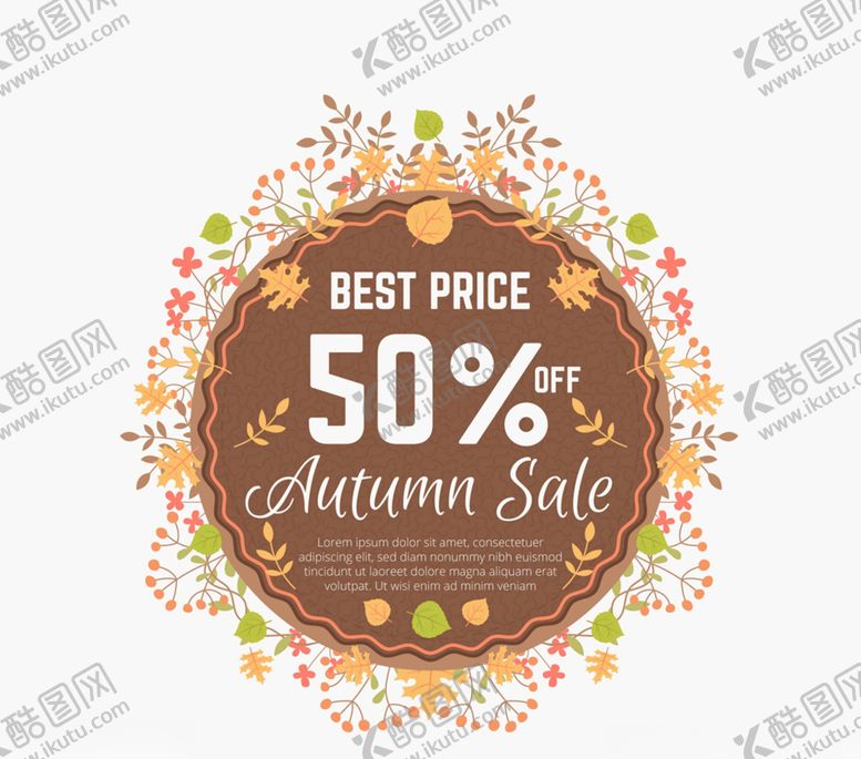 编号：68936409112052587377【酷图网】源文件下载-创意秋季花草半价促销招贴画矢量
