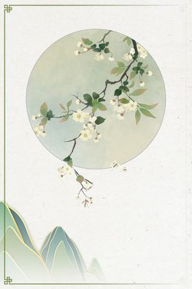 中国手绘花卉国画背景